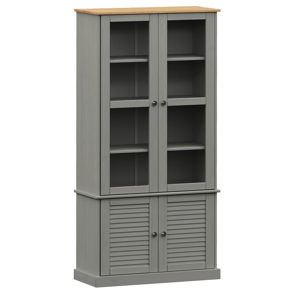 Vitrine VIGO grå 85x35x170 cm heltre furu