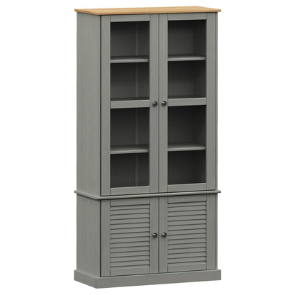 Vitrine VIGO grå 85x35x170 cm heltre furu