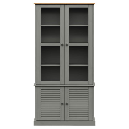 Vitrine VIGO grå 85x35x170 cm heltre furu
