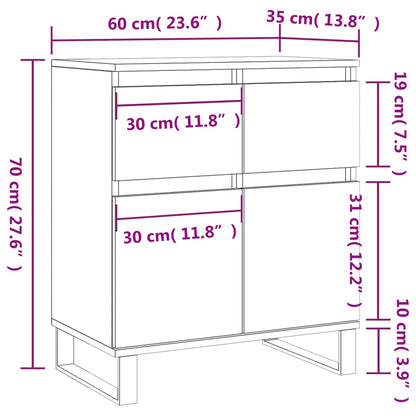 Skjenk sonoma eik 60x35x70 cm konstruert tre