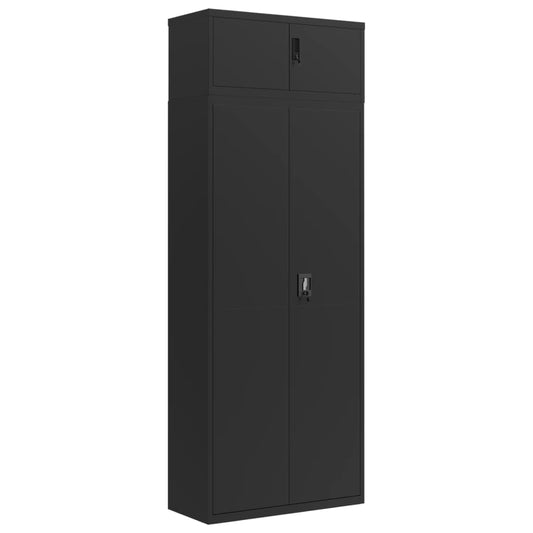 Arkivskap svart 90x40x240 cm stål