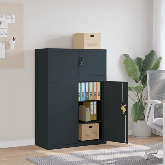 Arkivskap antrasitt 90x40x130 cm stål