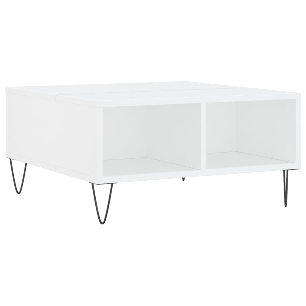 Sofabord hvit 60x60x30 cm konstruert tre
