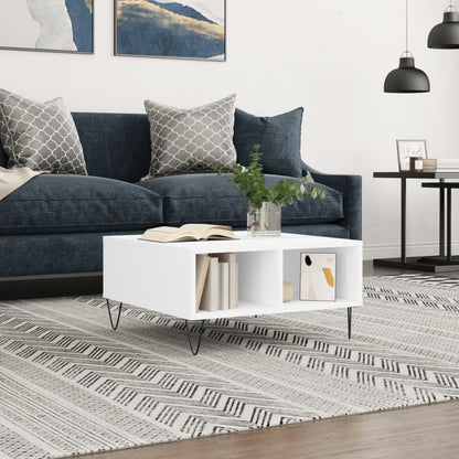 Sofabord hvit 60x60x30 cm konstruert tre