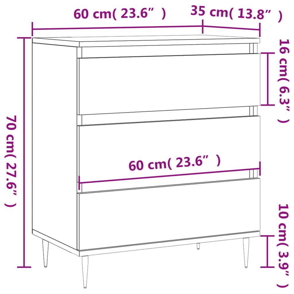 Skjenk sonoma eik 60x35x70 cm konstruert tre
