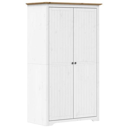Garderobe BODO hvit og brun 99x53,5x173 cm heltre furu