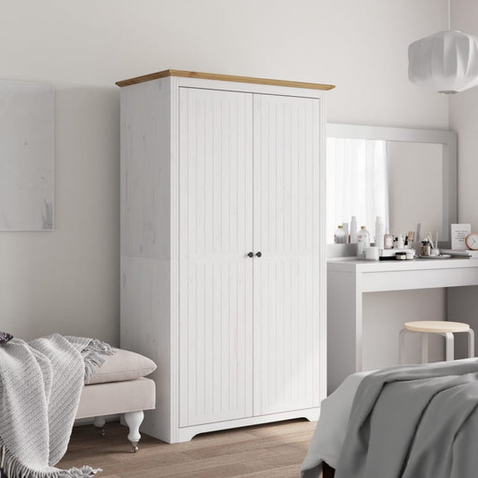 Garderobe BODO hvit og brun 99x53,5x173 cm heltre furu