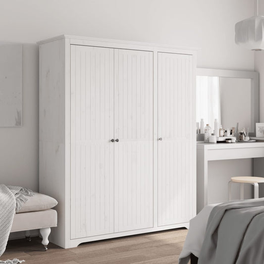 Garderobe BODO hvit 146x53,5x173 cm heltre furu