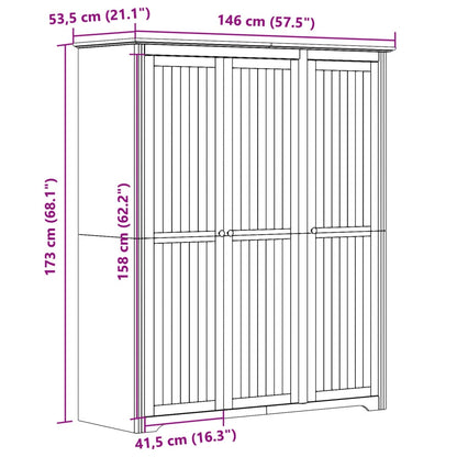 Garderobe BODO grå 146x53,5x173 cm heltre furu