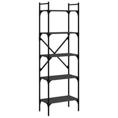 Bokhylle 5 etasjer svart 56x31,5x174 cm konstruert tre