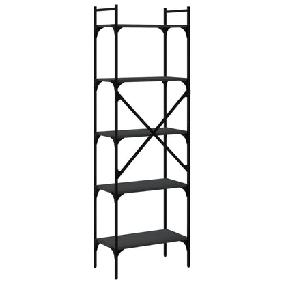 Bokhylle 5 etasjer svart 56x31,5x174 cm konstruert tre