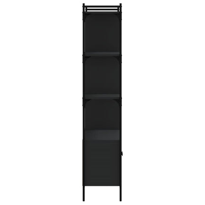 Bokhylle med dører svart 76,5x30x154,5 cm konstruert tre