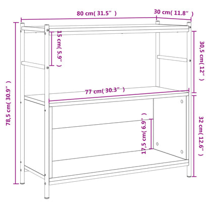 Bokhylle sonoma eik 80x30x78,5 cm konstruert tre og jern