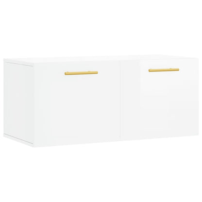 Veggskap høyglans hvit 80x36,5x35 cm konstruert tre