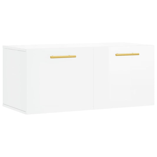 Veggskap høyglans hvit 80x36,5x35 cm konstruert tre