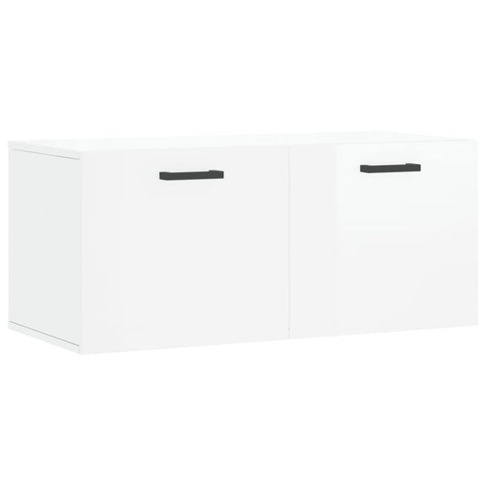 Veggskap høyglans hvit 80x36,5x35 cm konstruert tre