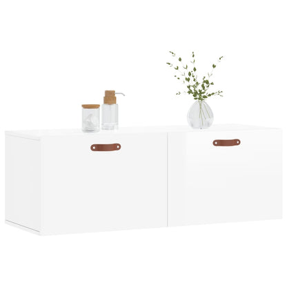 Veggskap høyglans hvit 100x36,5x35 cm konstruert tre