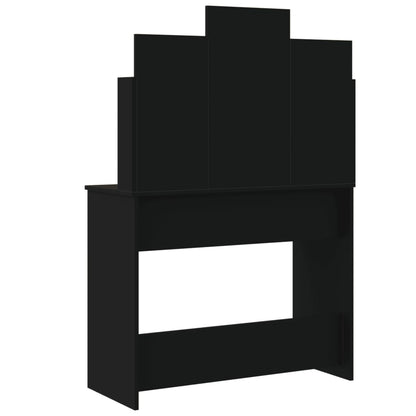 Sminkebord med LED svart 96x40x142 cm