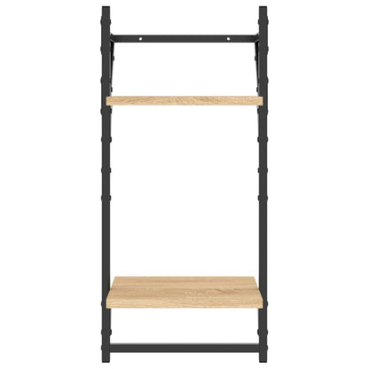 Vegghyller med 2 hyller stenger 2 stk sonoma eik 30x25x65 cm