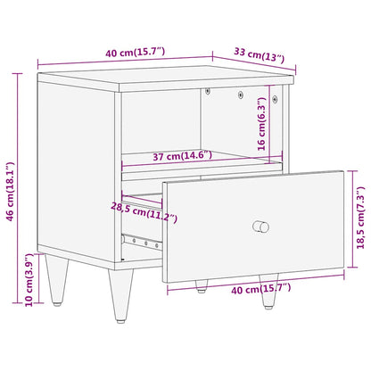 Nattbord 2 stk 40x33x46 cm heltre mango