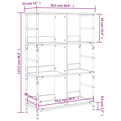Bokhylle sonoma eik 78,5x33x117,5 cm konstruert tre