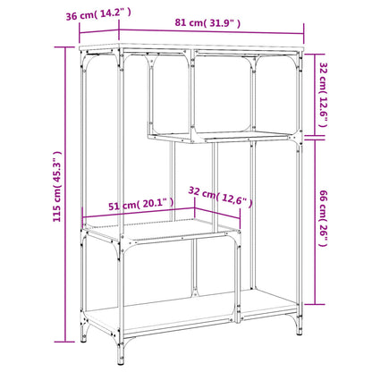 Bokhylle sonoma eik 81x36x115 cm konstruert tre og jern