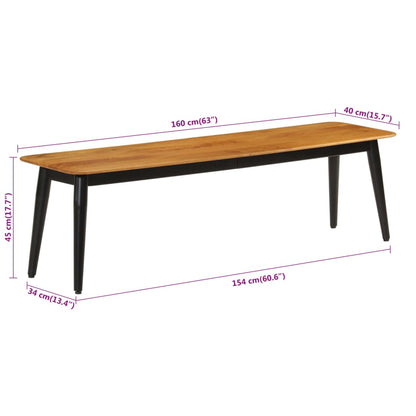 Benk 160x40x45 cm heltre mango og jern