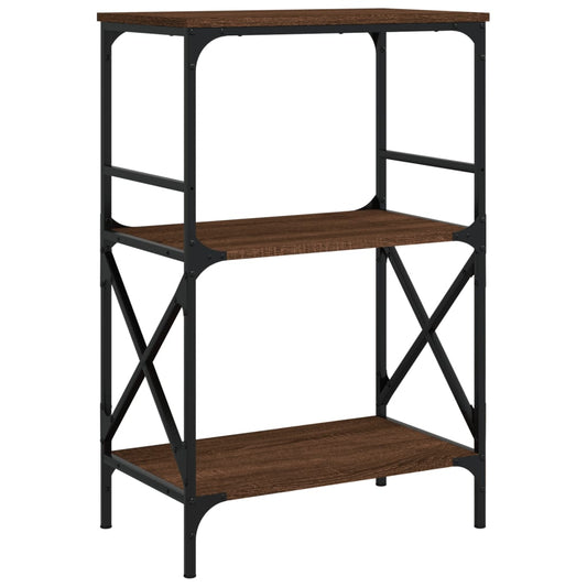 Bokhylle 3 etasjer brun eik 59x35x90,5 cm konstruert tre