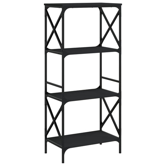 Bokhylle 4 etasjer svart 59x35x132 cm konstruert tre