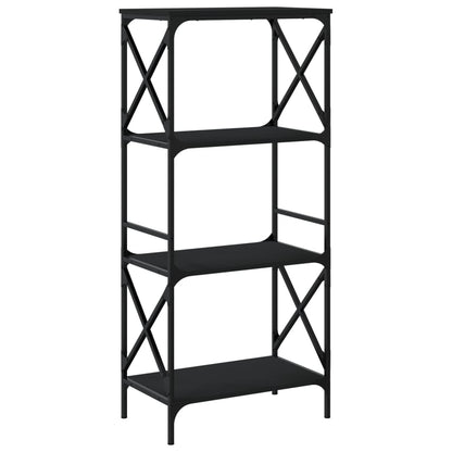 Bokhylle 4 etasjer svart 59x35x132 cm konstruert tre