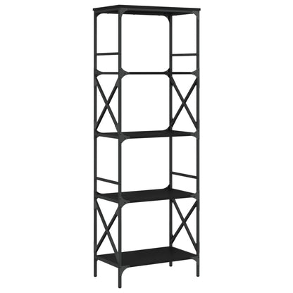 Bokhylle 5 etasjer svart 59x35x171 cm konstruert tre