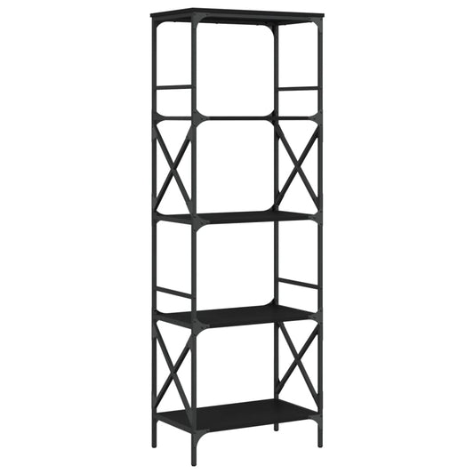 Bokhylle 5 etasjer svart 59x35x171 cm konstruert tre
