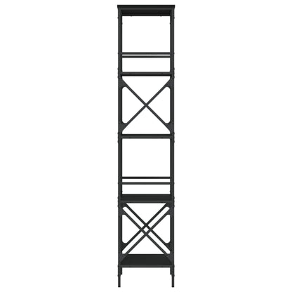 Bokhylle 5 etasjer svart 59x35x171 cm konstruert tre