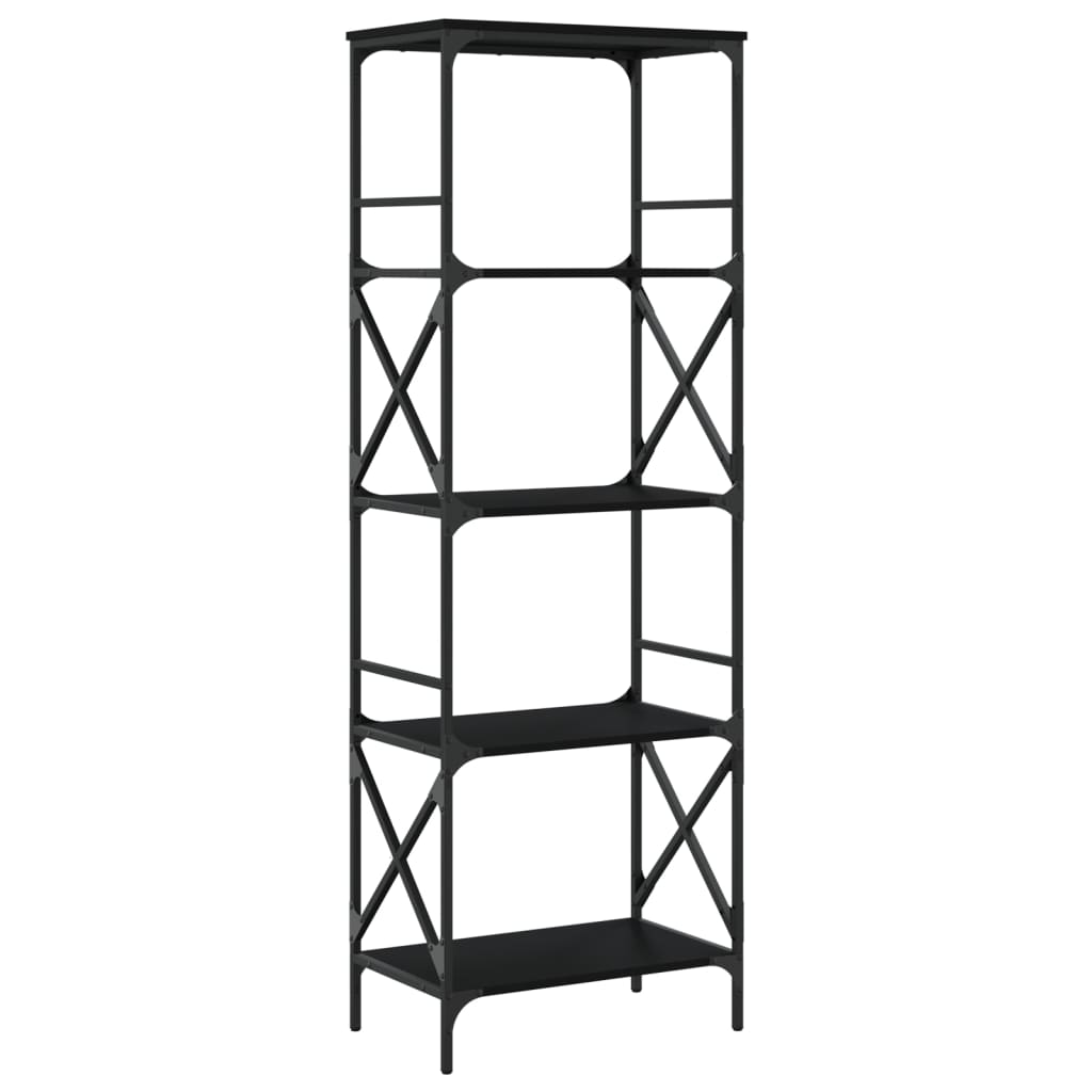 Bokhylle 5 etasjer svart 59x35x171 cm konstruert tre