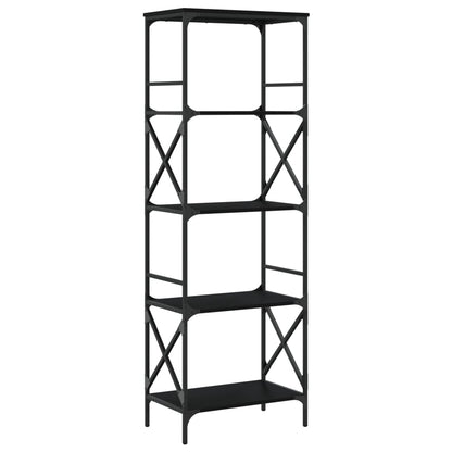 Bokhylle 5 etasjer svart 59x35x171 cm konstruert tre