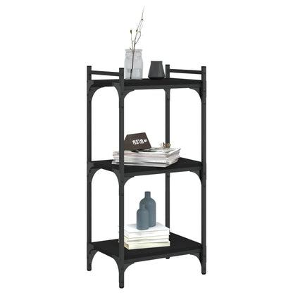 Bokhylle 3 etasjer svart 40x30x86 cm konstruert tre