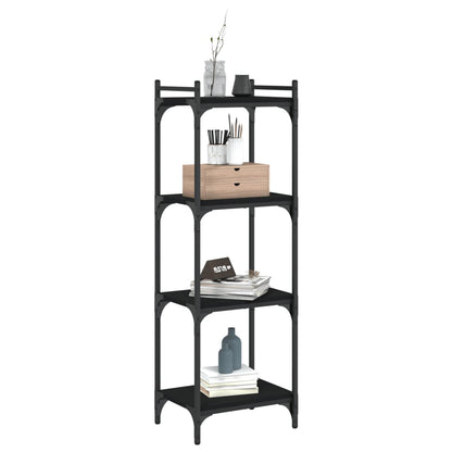 Bokhylle 4 etasjer svart 40x30x120 cm konstruert tre