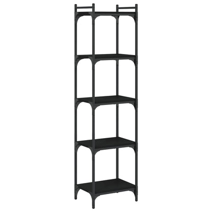 Bokhylle 5 etasjer svart 40x30x154 cm konstruert tre