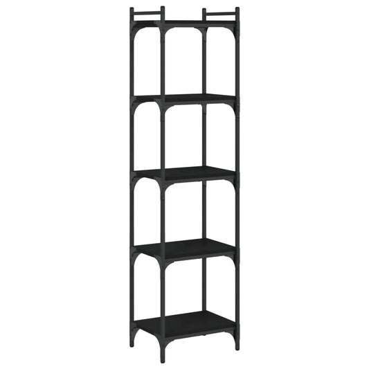 Bokhylle 5 etasjer svart 40x30x154 cm konstruert tre