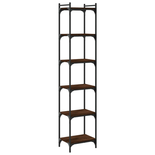 Bokhylle 6 etasjer brun eik 40x30x188 cm konstruert tre