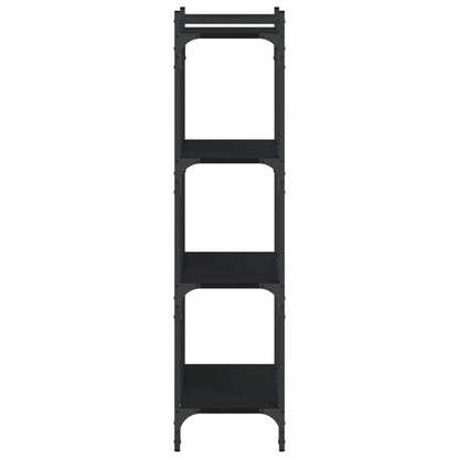 Bokhylle 4 etasjer svart 60x30x120 cm konstruert tre