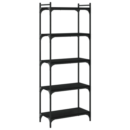 Bokhylle 5 etasjer svart 60x30x154 cm konstruert tre