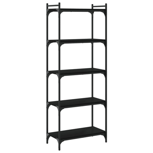 Bokhylle 5 etasjer svart 60x30x154 cm konstruert tre