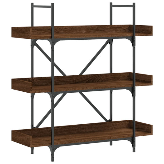 Bokhylle 3 etasjer brun eik 100x33x108,5 cm konstruert tre