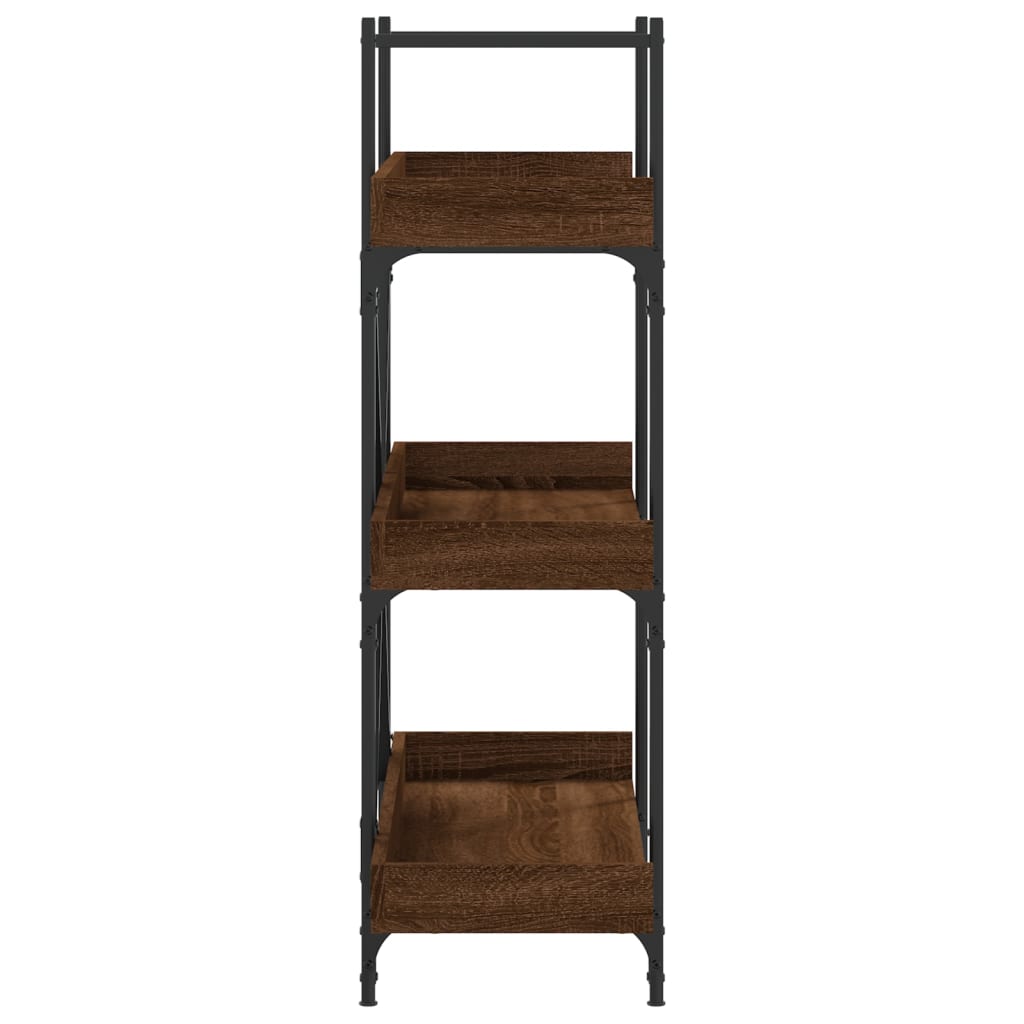 Bokhylle 3 etasjer brun eik 100x33x108,5 cm konstruert tre