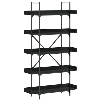 Bokhylle 5 etasjer svart 100x33x180,5 cm konstruert tre