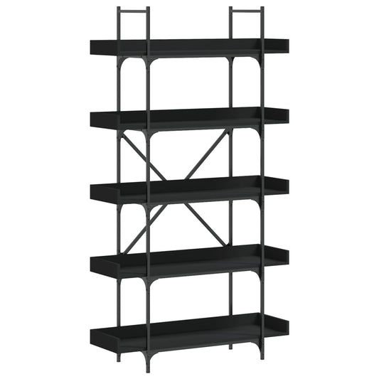Bokhylle 5 etasjer svart 100x33x180,5 cm konstruert tre