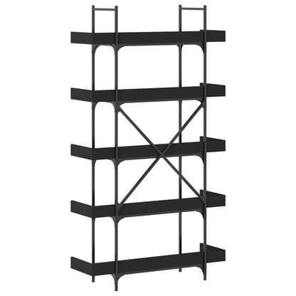 Bokhylle 5 etasjer svart 100x33x180,5 cm konstruert tre