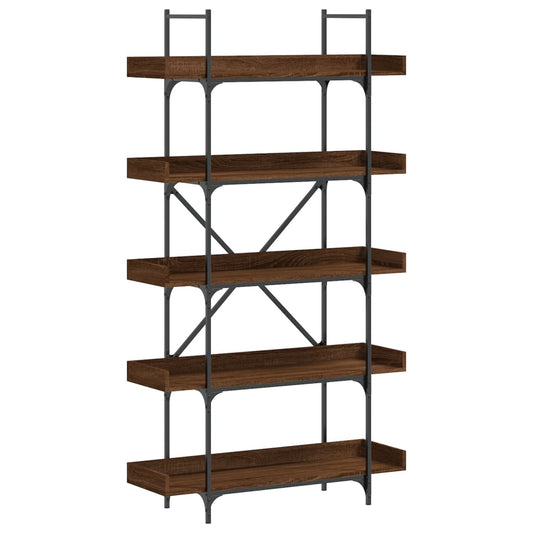 Bokhylle 5 etasjer brun eik 100x33x180,5 cm konstruert tre
