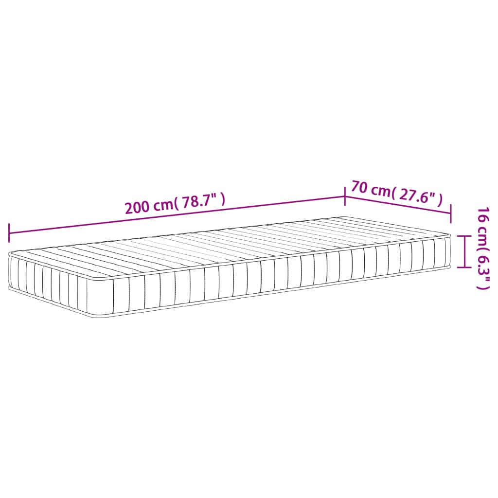 Skummadrass middels myk 70x200 cm